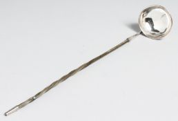 A SILVER PLATE TODDY LADLE.
