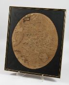 A GEORGIAN NEEDLEWORK MAP by JANE MASSEY, 1812. Oval 16ins x 14ins.