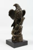 C. WILLIAMS. A BRONZE EAGLE. Signed, 10.5ins high on a marble base.