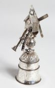 A DUTCH SILVER WINDMILL CUP with rotating blades and figures climbing a ladder. 8.5ins high.