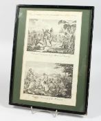AN ENGRAVING by BANKES, CEREMONY OF THE HOTTENTOTS. Framed and glazed.