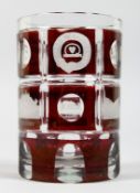 A GOOD BOHEMIAN RUBY BEAKER engraved with buildings, Altenburg, etc.. 