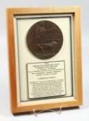 A FRAMED AND GLAZED W W 1 BRONZE MEMORIAL DEATH PLAQUE or 