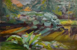 Phyllis Bray (1911-1991) Vegetation along the river's edge, oil on canvas, signed. 20