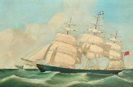 Late 19th English School, a scene of a clipper passing a chalky headland, oil on canvas,. 20