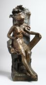 EMILLE LOUIS PICAULT.(1853 - 1915) FRENCH. MEMORIA. A GOOD BRONZE OF A YOUNG LADY WRITING ON A