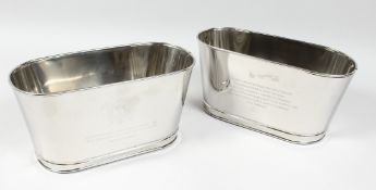 A PAIR OF OVAL CHAMPAGNE COOLERS. 11ins long.