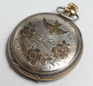 AN ENGRAVED SWISS ELGIN POCKET WATCH.
