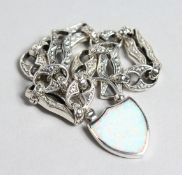 A SILVER AND OPAL LOCKET BRACELET.