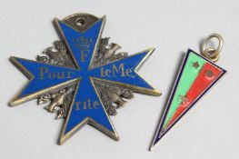 TWO SILVER AND ENAMEL PENDANTS..