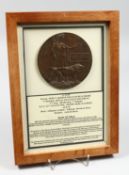 A FRAMED AND GLAZED W W 1 BRONZE MEMORIAL DEATH PLAQUE or 