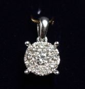 A GOOD 9CT GOLD, DIAMOND SET PENDANT.