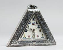 A TRIANGLAR SILVER MASONIC POCKET WATCH