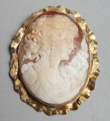 A GOOD VICTORIAN OVAL CAMEO BROOCH of a lady. 5.5cm x 4cm.
