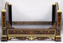 A SUPERB LATE 19TH FRENCH MAHOGANY ORMOLU AND MARQUERTY INLAID LIT BATTEAU, with arched end