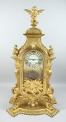 A SUPERB 19TH CENTURY FRENCH ORMOLU MANTLE CLOCK BY RAINGO, PARIS, the eight day movement striking