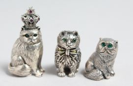 THREE CAST SILVER CATS