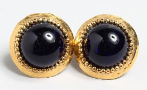 A PAIR OF CHANEL GILT AND BLUE STUD EAR CLIPS, No. 12206