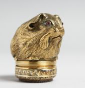 A SUPERB RUSSIAN SILVER GILT HAMSTER SNUFF BOX set with diamonds and inset coins. Maker J P. 84