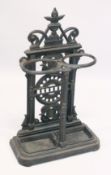 A LARGE VICTORIAN CAST IRON TWO DIVISION STICK STAND, possibly after a design by Christopher