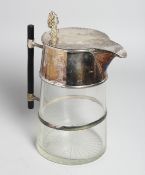 A CHRISTOPHER DRESSER DESIGN SILVER PLATED CLARET JUG..