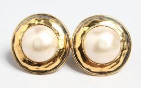 A PAIR OF CHANEL GILT AND MOTHER OF PEARL EAR CLIPS, No. 2531