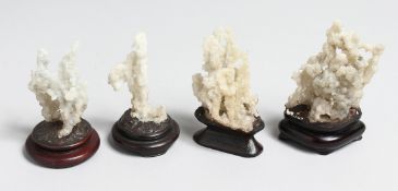 FOUR SMALL SCHOLARS PIECES on wooden bases.
