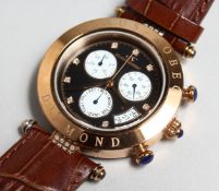 A GENTLEMAN'S KLAUS DIAMOND SET WRIST WATCH AND STRAP.