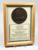 A FRAMED AND GLAZED W W 1 BRONZE MEMORIAL DEATH PLAQUE or 
