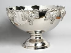A SILVER PLATED GRAPE PUNCH BOWL 14ins diameter.