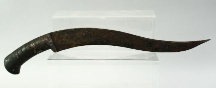 A LARGE INDO PERSIAN DAGGER, with engraved blade and wooden handle, 40cm long.