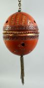 A TURKISH TOPHANE HANGING BALL ORNAMENT, 14.5cm.