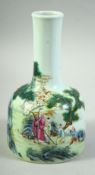 A CHINESE FAMILLE VERTE PORCELAIN BOTTLE VASE, painted with a figure and children in an outdoor