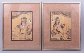 A PAIR OF FINE INDIAN EROTIC MINIATURE PAINTINGS, of a nude couple in erotic positions, the