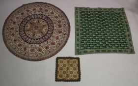 A GROUP OF THREE VARIOUS TEXTILES, various sizes, (3).