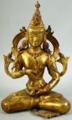 A NEPALESE VAJRASATTVA STATUE, inlaid with semi precious stones, 27.5cm high.