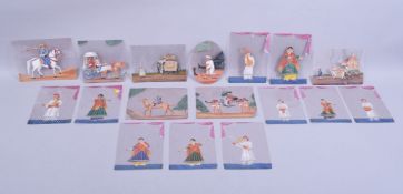 A FINE GROUP OF 19TH CENTURY INDIAN COMPANY SCHOOL PAINTINGS ON MICA, depicting various figures.