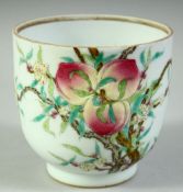 A CHINESE FAMILLE ROSE PORCELAIN PEACH BOWL, possibly a pot lacking cover, decorated with peach