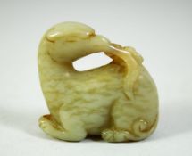 A CHINESE JADE CARVING of a mythological creature, 4.5cm long.