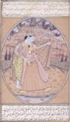 AN 18TH/19TH CENTURY INDIAN MUGHAL MINIATURE, depicting a blue skin god in dance with a female