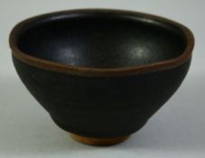 A CHINESE HARE'S FUR GLAZE POTTERY BOWL, 12cm diameter.