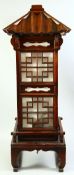 A LARGE CHINESE HARDWOOD STANDING LANTERN, 88cm high.