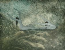 Hoang Trang Tien (20th Century) Vietnamese, female figures in an ethereal landscape, possibly