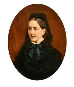 Henri Guillaume Schlesinger (1814-1893) French, Portrait of a lady wearing black, oil on canvas