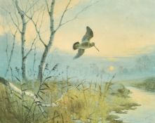 John Cyril Harrison (1898-1985), a print of a bird over a landscape, signed in pencil and numbered