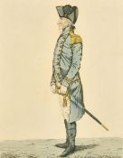 Robert Dighton, A first class Man of War taken from the dockyard Plymouth, hand coloured etching,