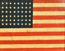 Manner of Jasper Johns, American Flag, mixed media on board, 17.75