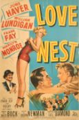 A 1950's poster for the Marilyn Monroe film 'Love Nest', NSS ref 51/534, 39