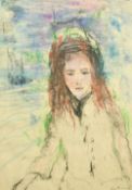 20th Century, Study of a young lady, pastel, indistinctly signed, 27