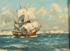 Eric Haysom Craddy (1913-2007) British, 'Old Timer', study of a clipper ship, oil on panel,